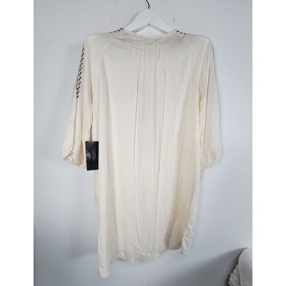 Zara Basic Embroidered Boho Peasant Tunic Dress Medium Cream 3/4 Sleeve New $59 - Picture 2 of 8